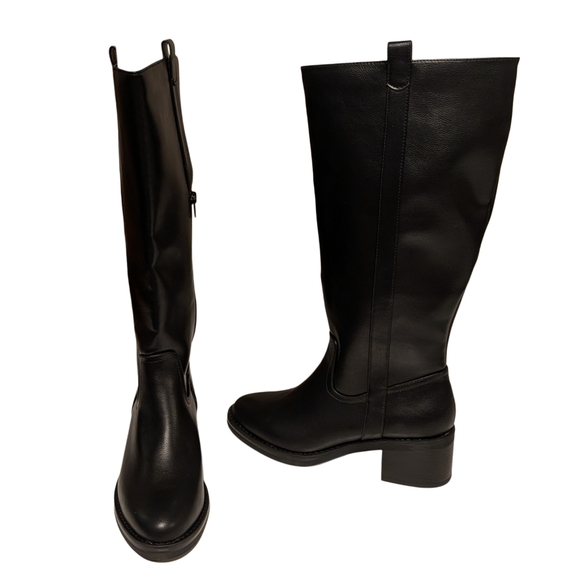 Kensie Black Knee-High Side-Zip Boots - Picture 5 of 9